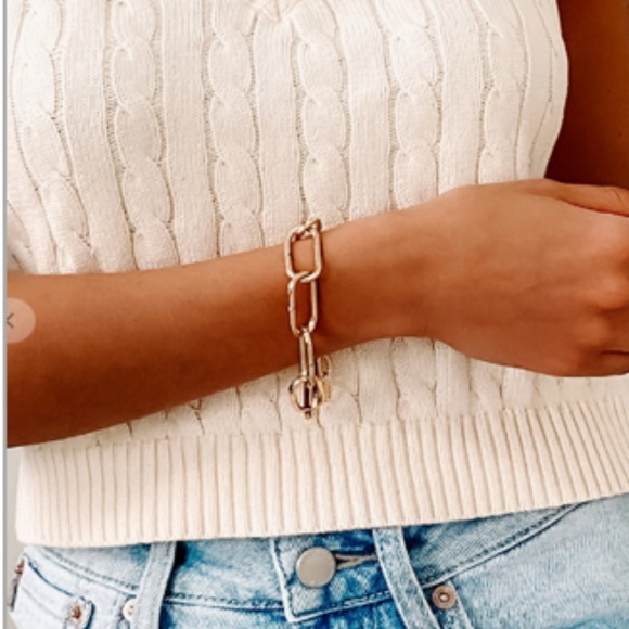 Elegant Gold Chain Bracelet Detail 6.5” New - Picture 3 of 3